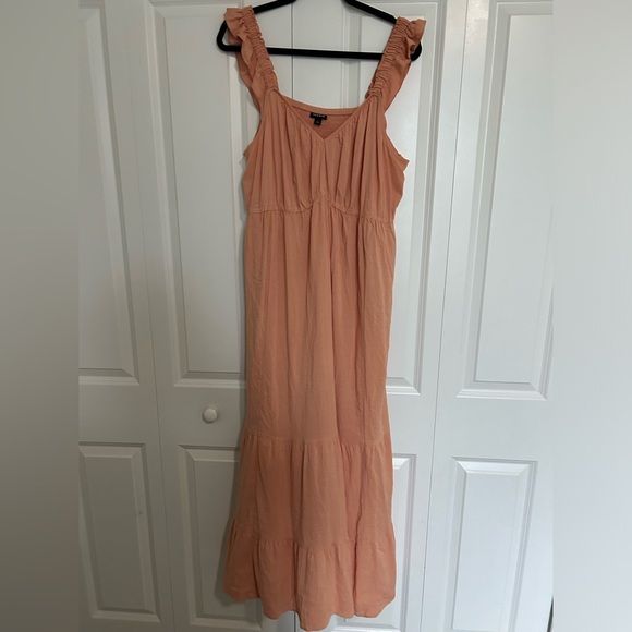 Torrid Peach Maxi Rayon Slub Ruffle Strap Tiered Dress - Picture 4 of 6